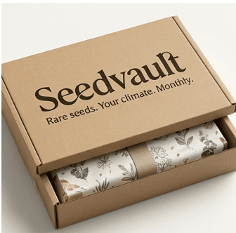 Seedvault Monthly subscription box with tissue wrapping mockup