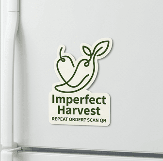 Imperfect Harvest refrigerator magnet for repeat orders mockup